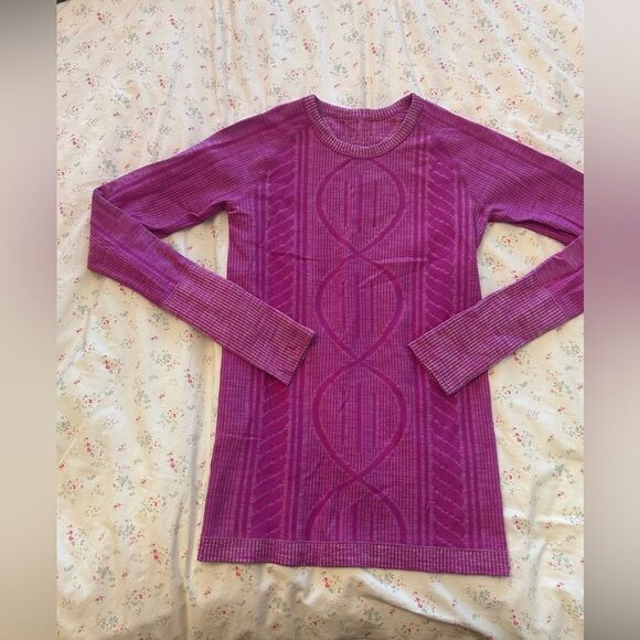 Lululemon Mulberry Purple / Pink Long Sleeve Top with spiral Women’s Size 4 - Picture 3 of 7